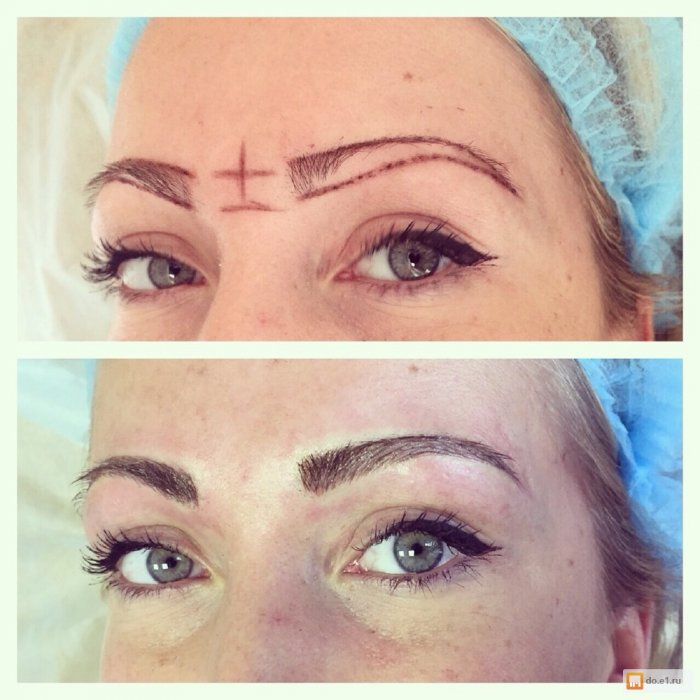 Волосковый татуаж бровей