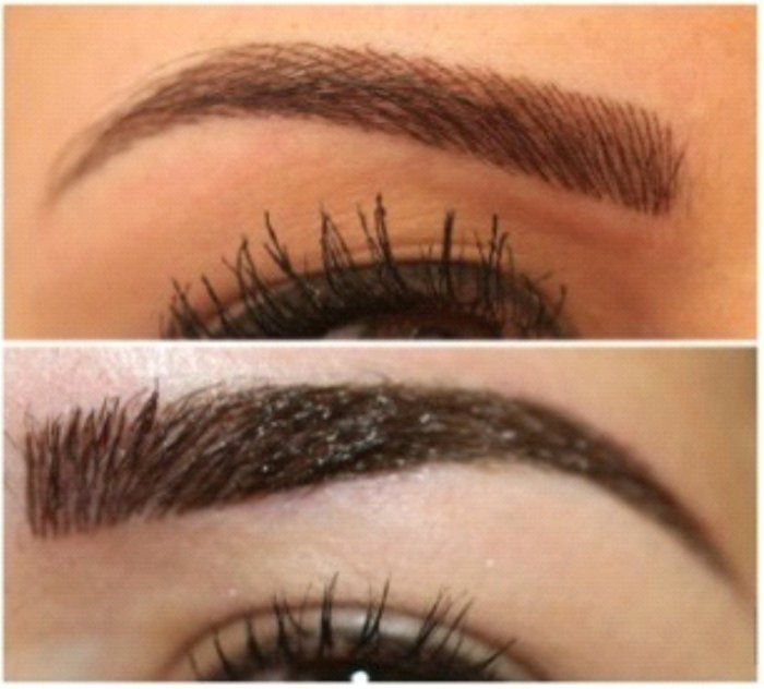 Волосковый татуаж бровей