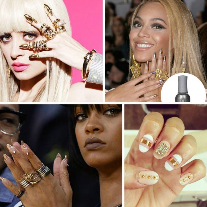 Рианна с зелеными ногтями