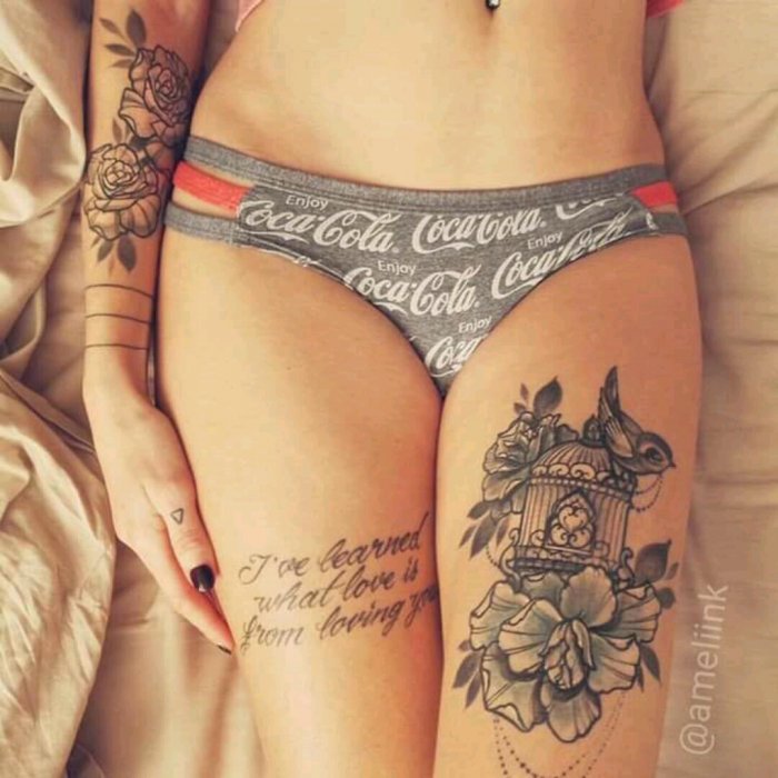 Тату на бедре для девушек