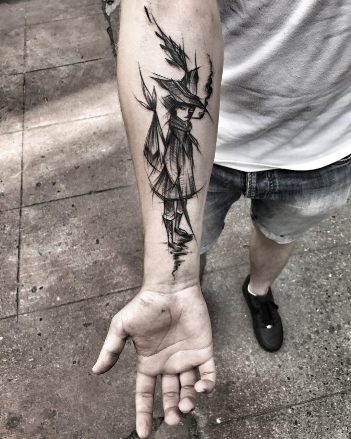 Тату в стиле скетч для мужчин