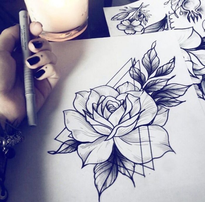 Эскизы тату цветы