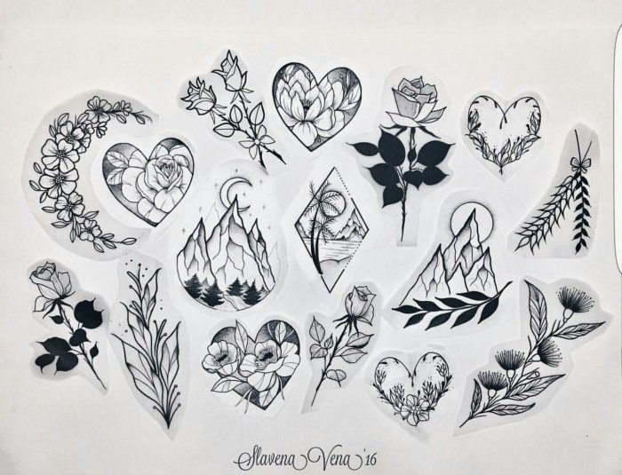 Тату эскизы черно белые