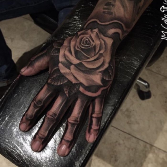 Тату на кисти цветные