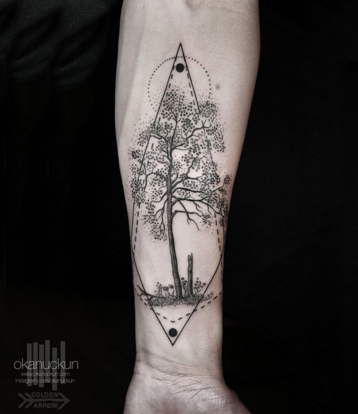 Тату на предплечье мужские олень