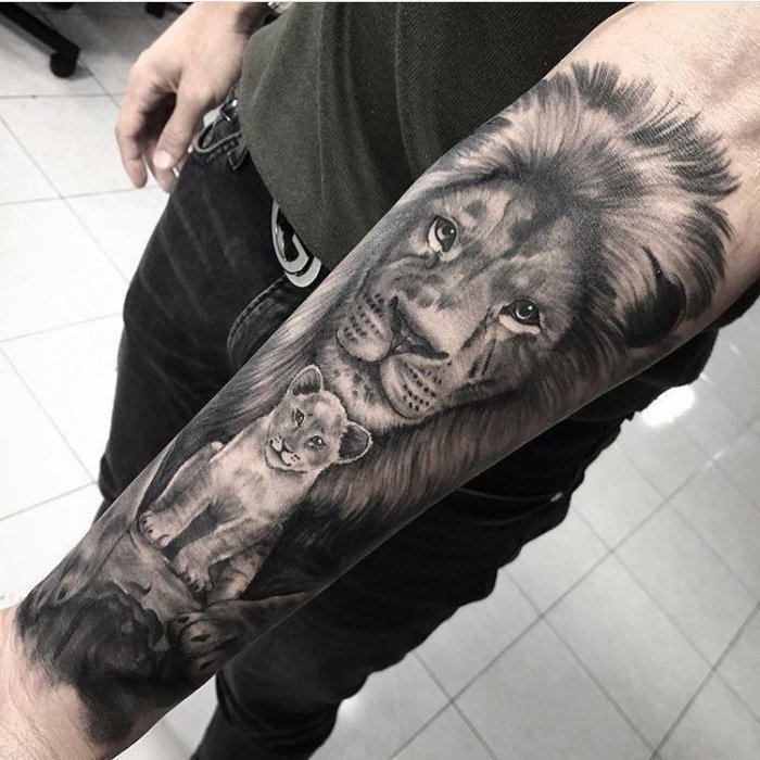 Татуировка Лев львица и Львенок