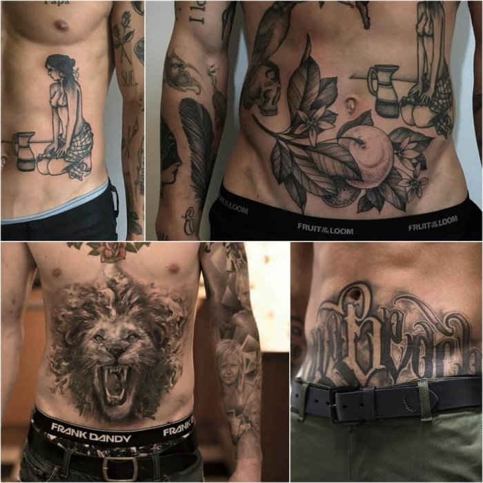 Наколки на животе мужские