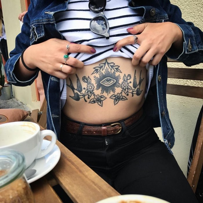 Наколки на животе мужские