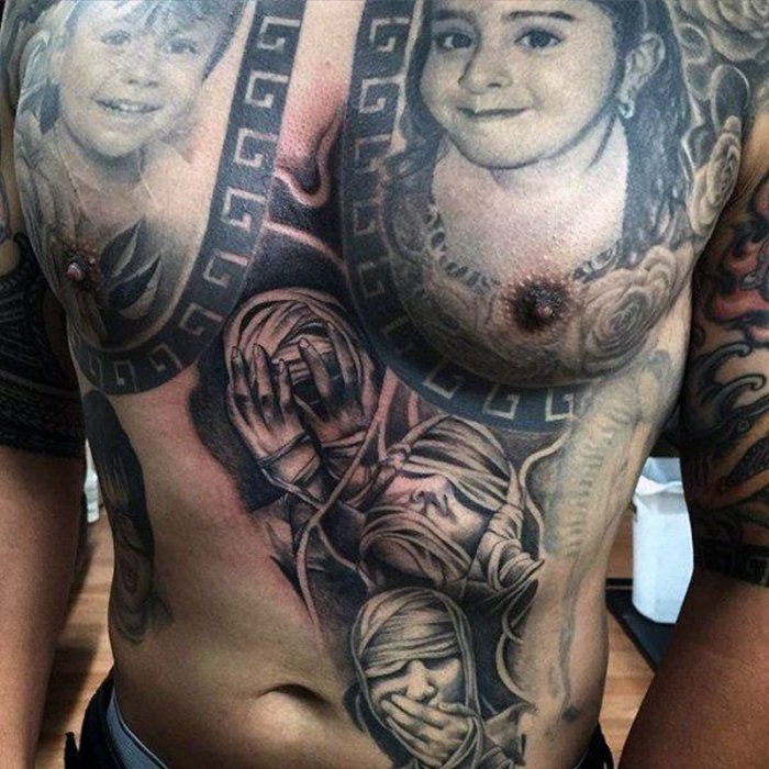 Тату на весь живот мужские