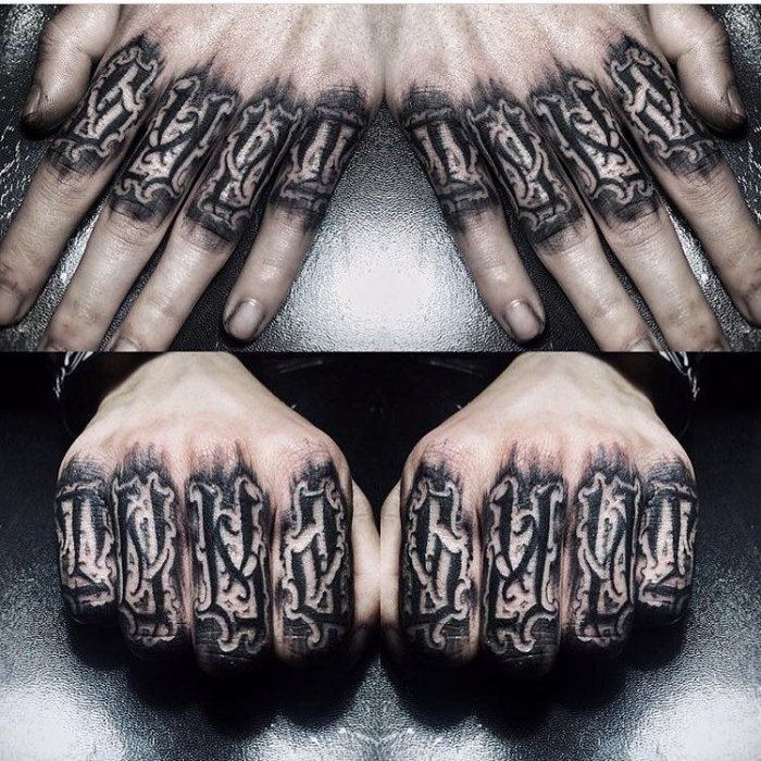 Тату на пальцах рук