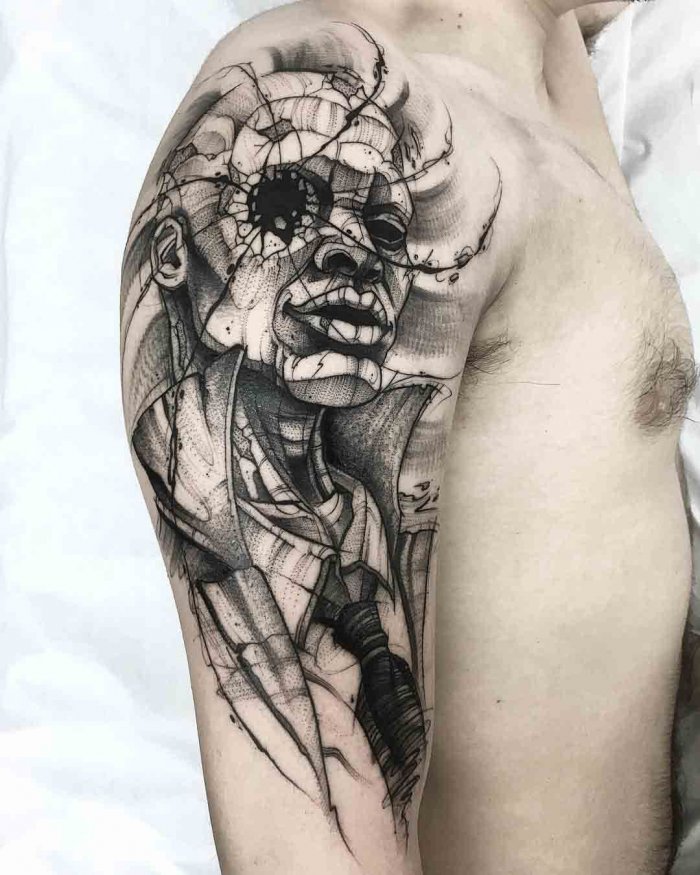 Тату на плече мужские Графика