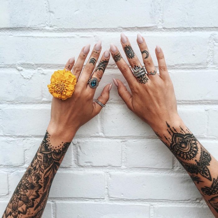 Тату на пальцах рук для мужчин