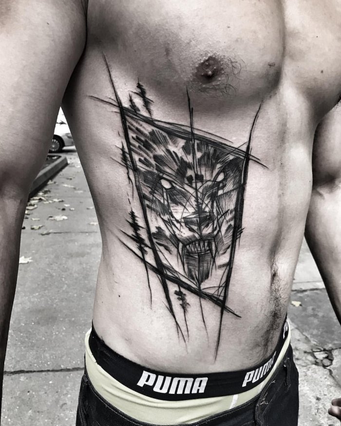 Тату на рёбрах у мужчин