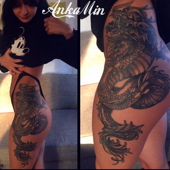 Тату на бедре для девушек