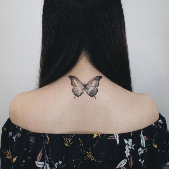 Красивые женские тату на шее