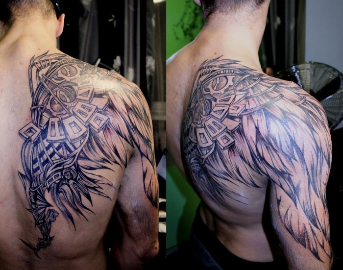 Тату на плече и лопатке мужские