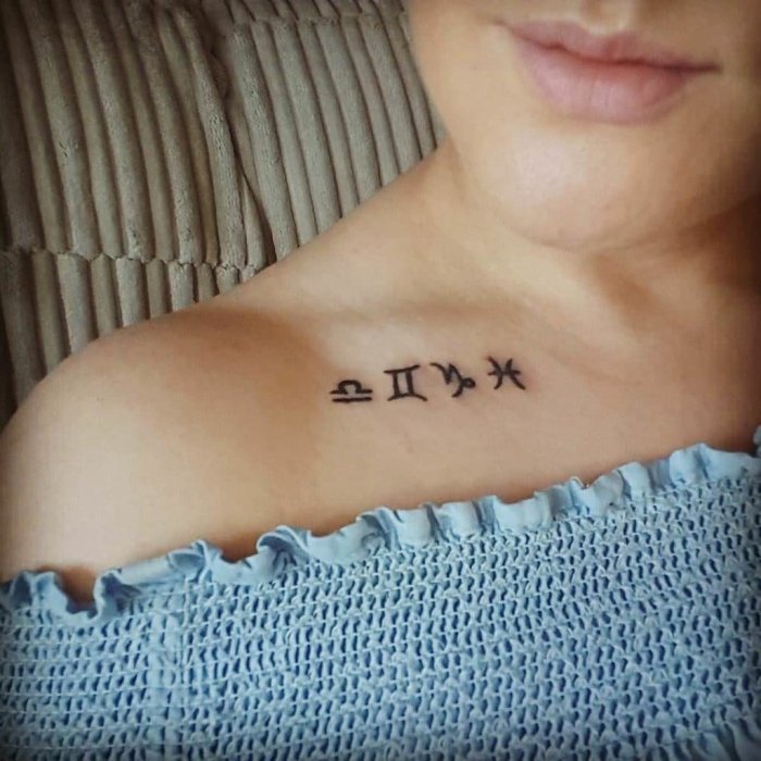 Тату надпись наключицк