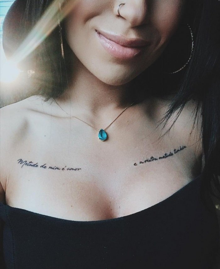 Тату на ключице для девушек надписи