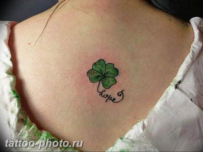 Тату Клевер четырехлистный черный