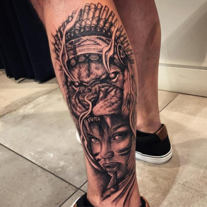 Тату на голени