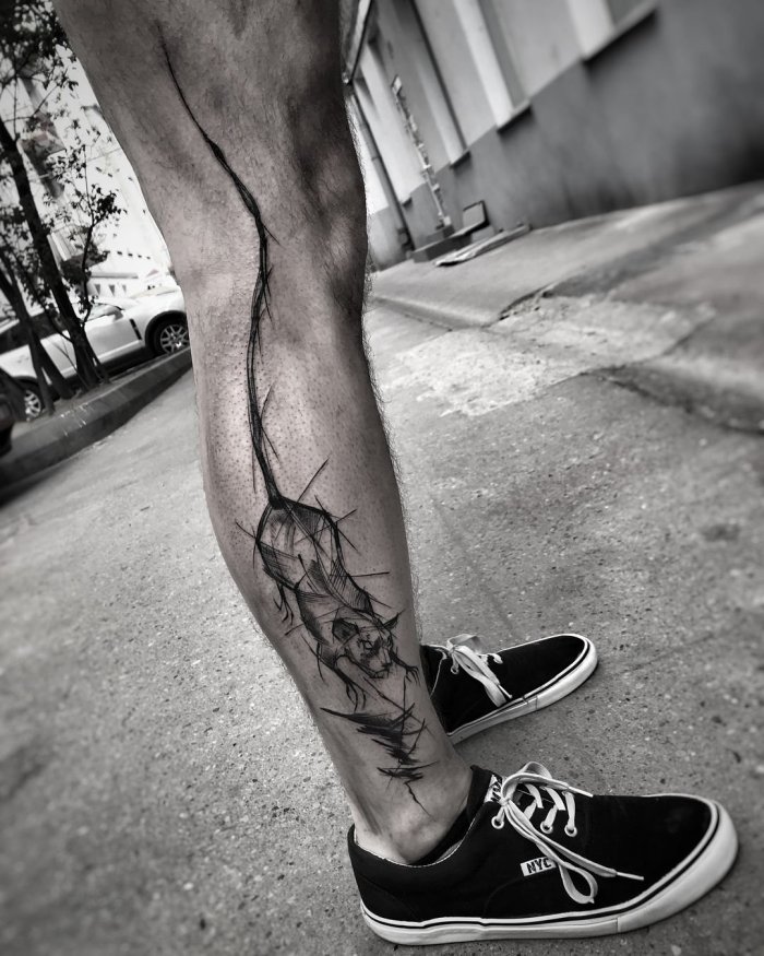 Тату на голени мужские