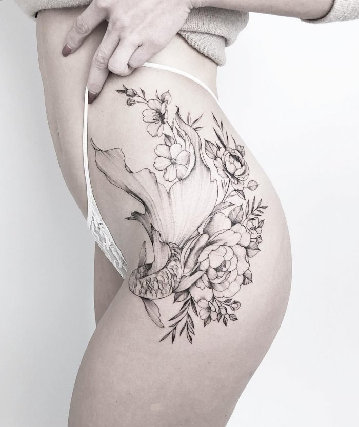 Мандала с цветами эскиз