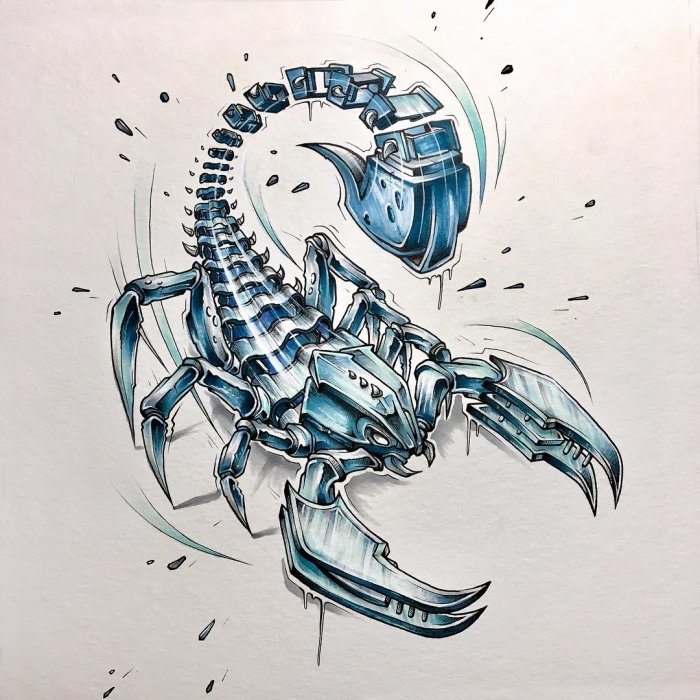 Тату Скорпион трайбл эскиз