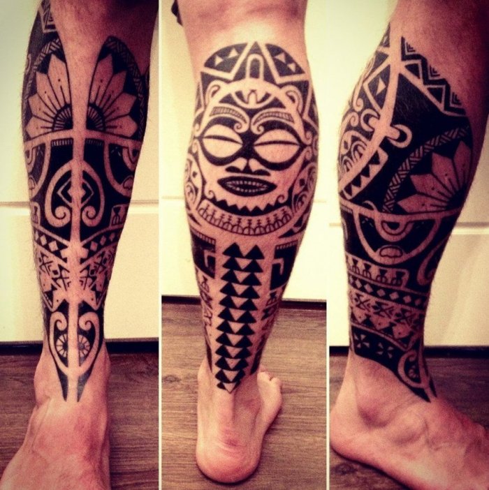 Тату blackwork на ноге