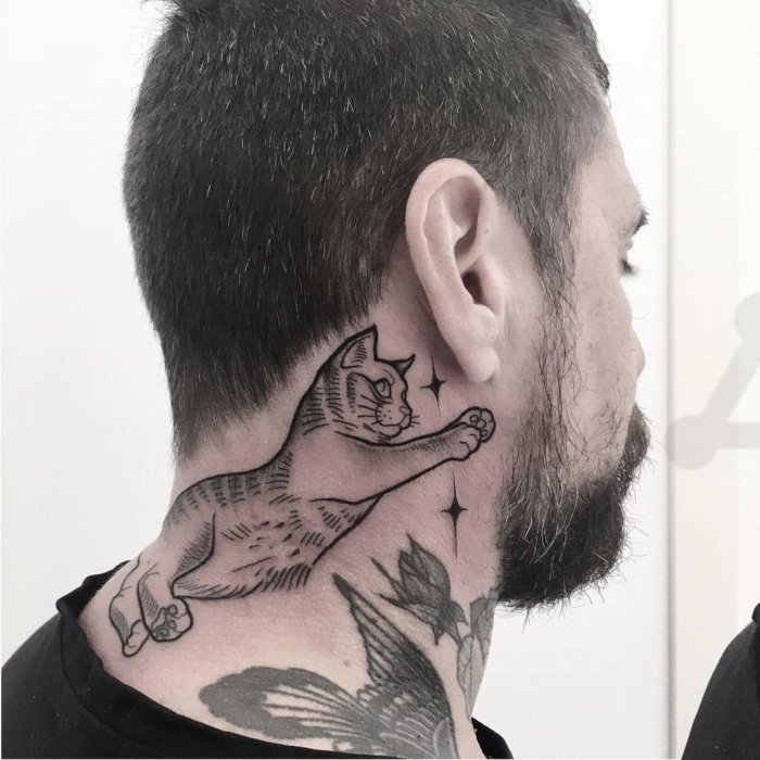 Татуировки на шею мужские эскизы