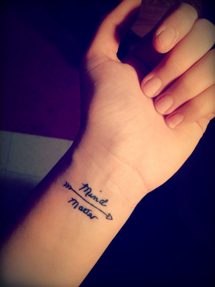 Тату надпись на запястье