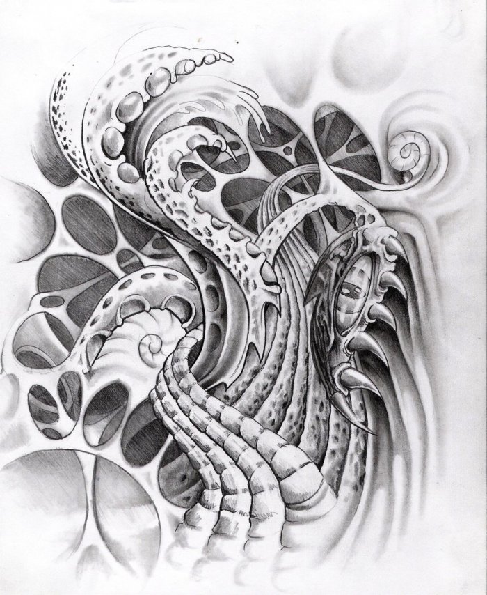 Эскизы тату биомеханика на руку