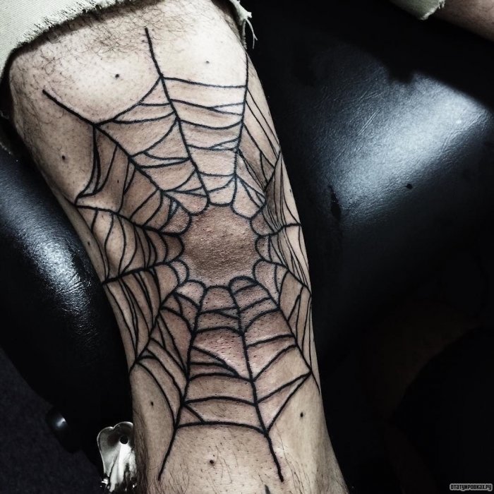 Тату паутина на локте эскиз
