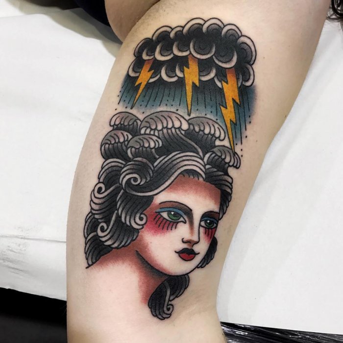 Тату в стиле Олд скул женские