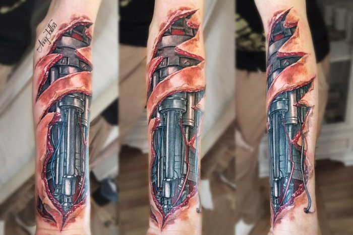 Тату полурукав биомеханика