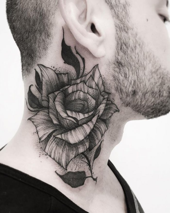 Тату на шее мужские