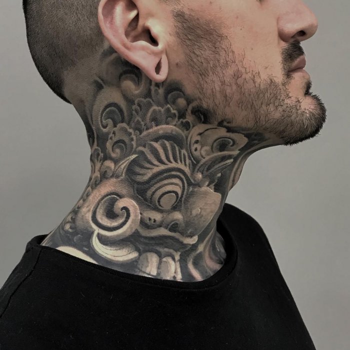 Тату на шее мужские