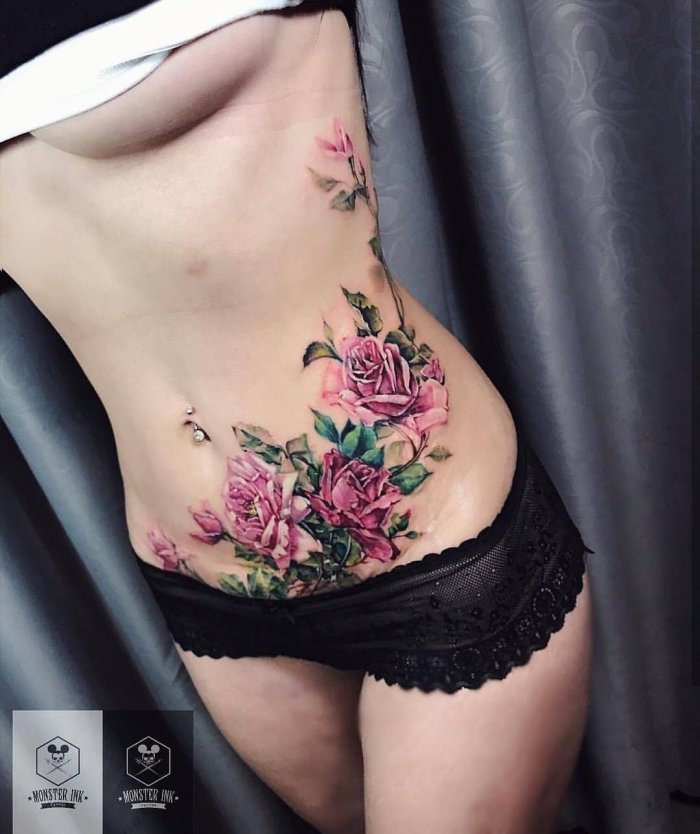 Тату на животе