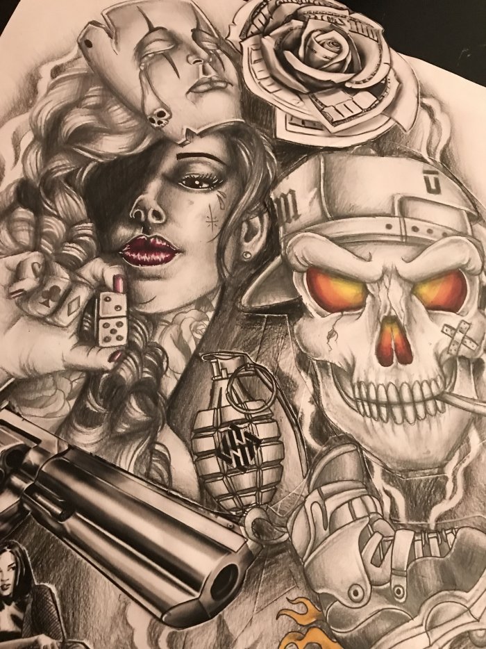 Тату в стиле Чикано эскизы