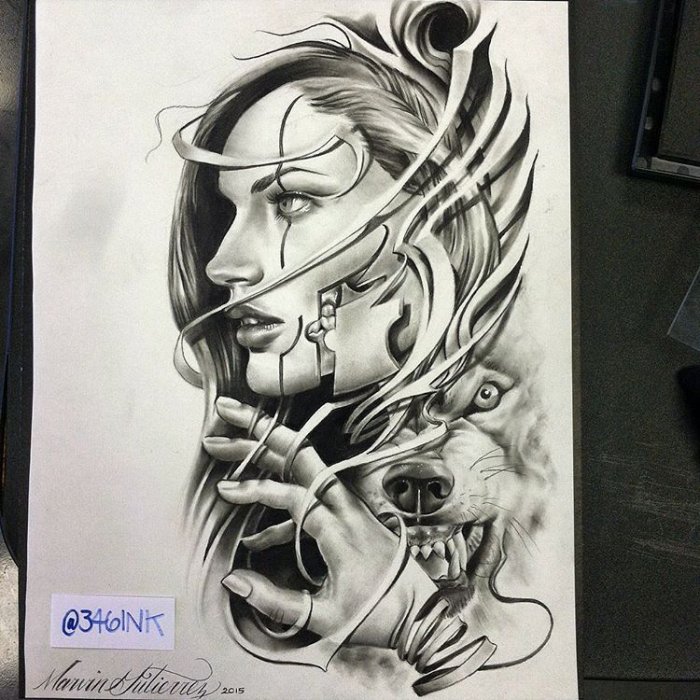 Эскиз тату в стиле Chicano