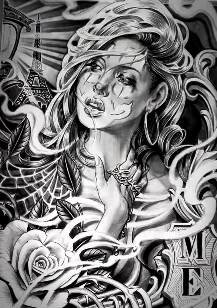 Тату в стиле Чикано мужские эскизы