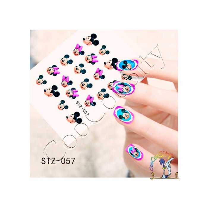 Маникюр с наклейками для ногтей микимаус