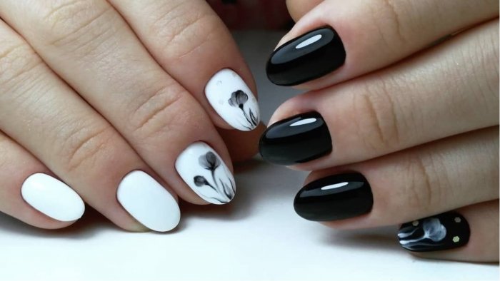 Черно белые ногти
