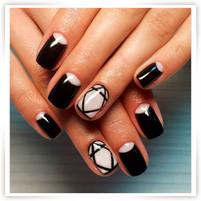 Маникюр в черно белой гамме