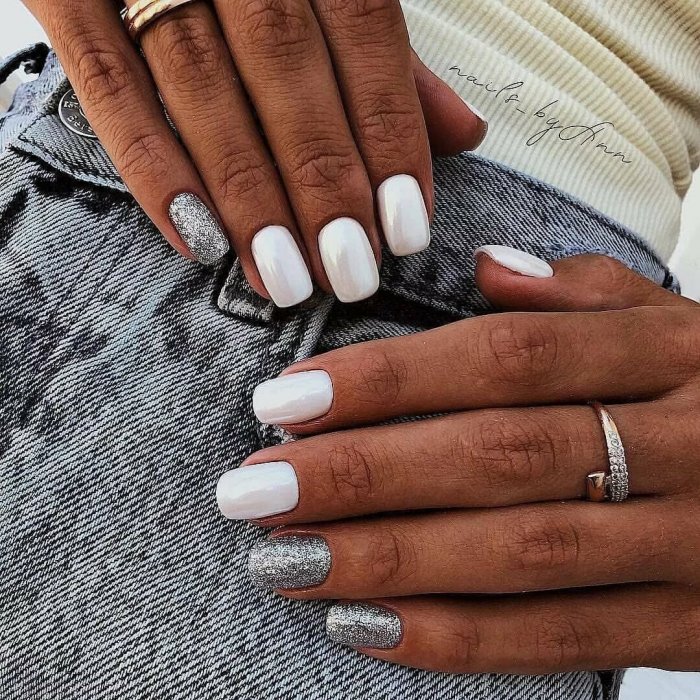 Маникюр шеллак черно белый