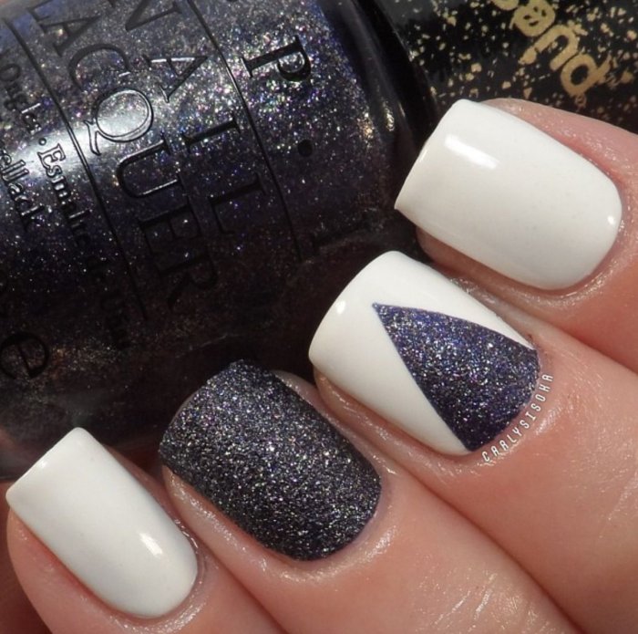 Ногти шеллак черно белые