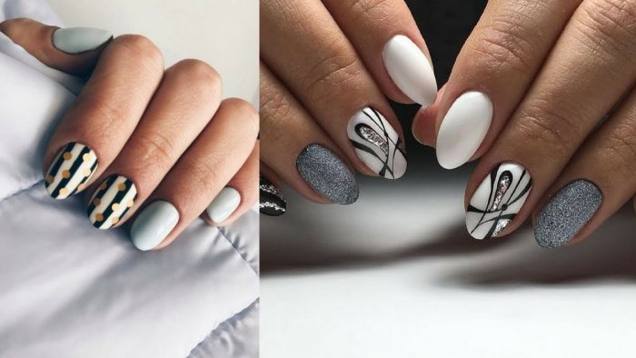 Черно белый маникюр