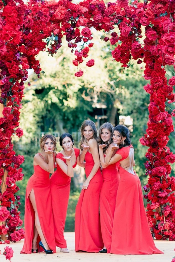 Синее платье подружки невесты