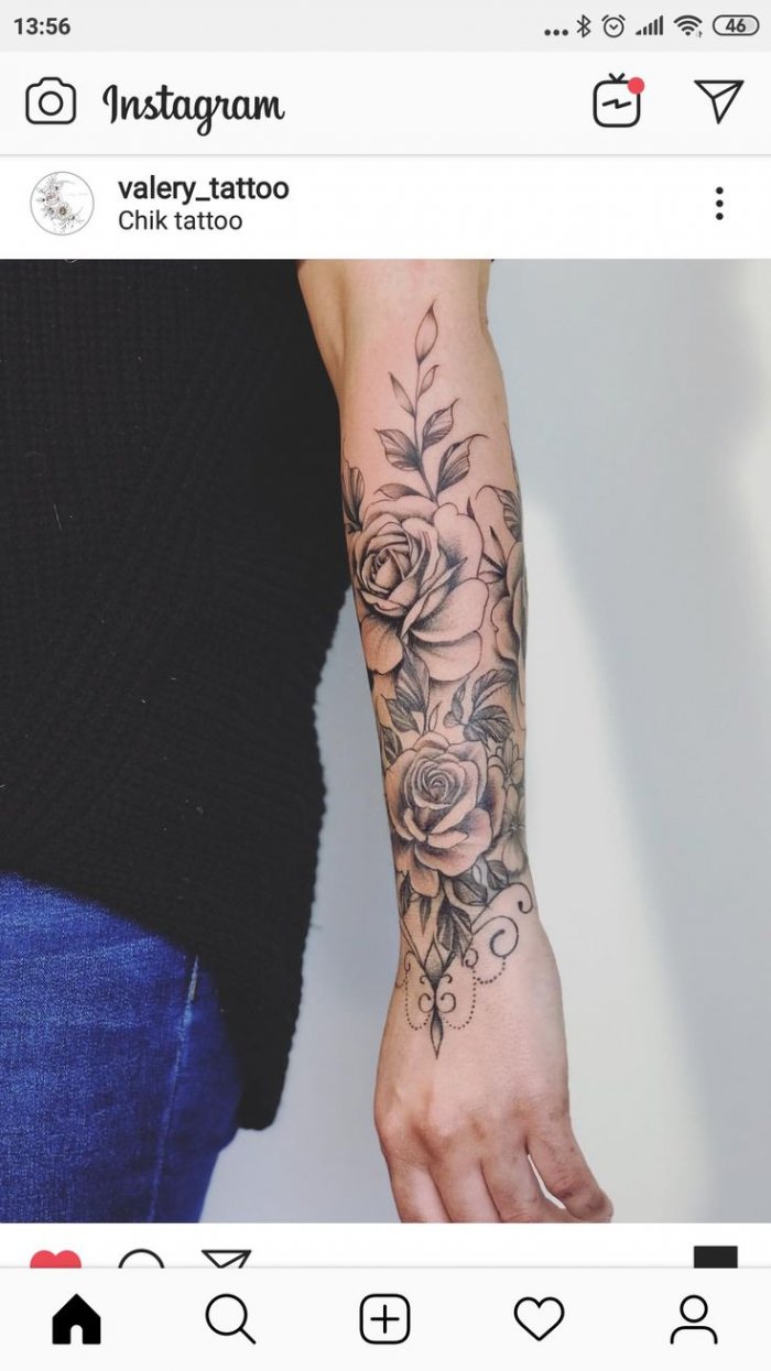 Тату нож на предплечье