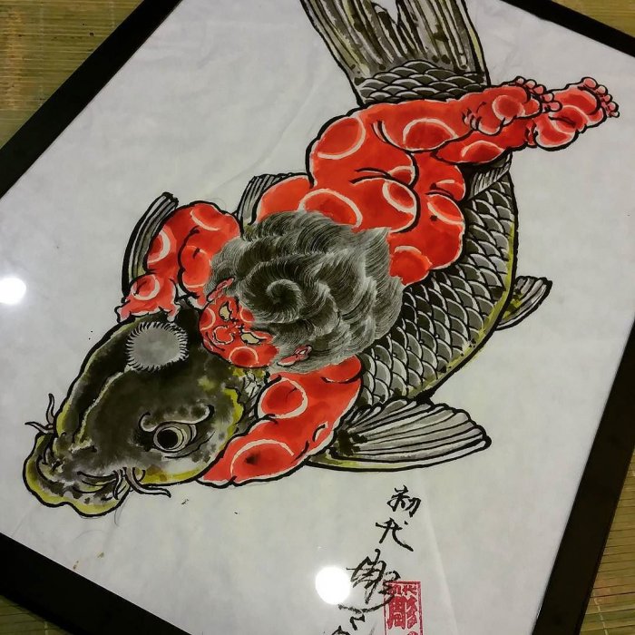 Тату карпа в японском стиле