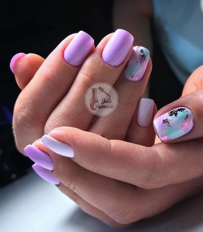 Маникюр на короткие ногти 2020 блестящие